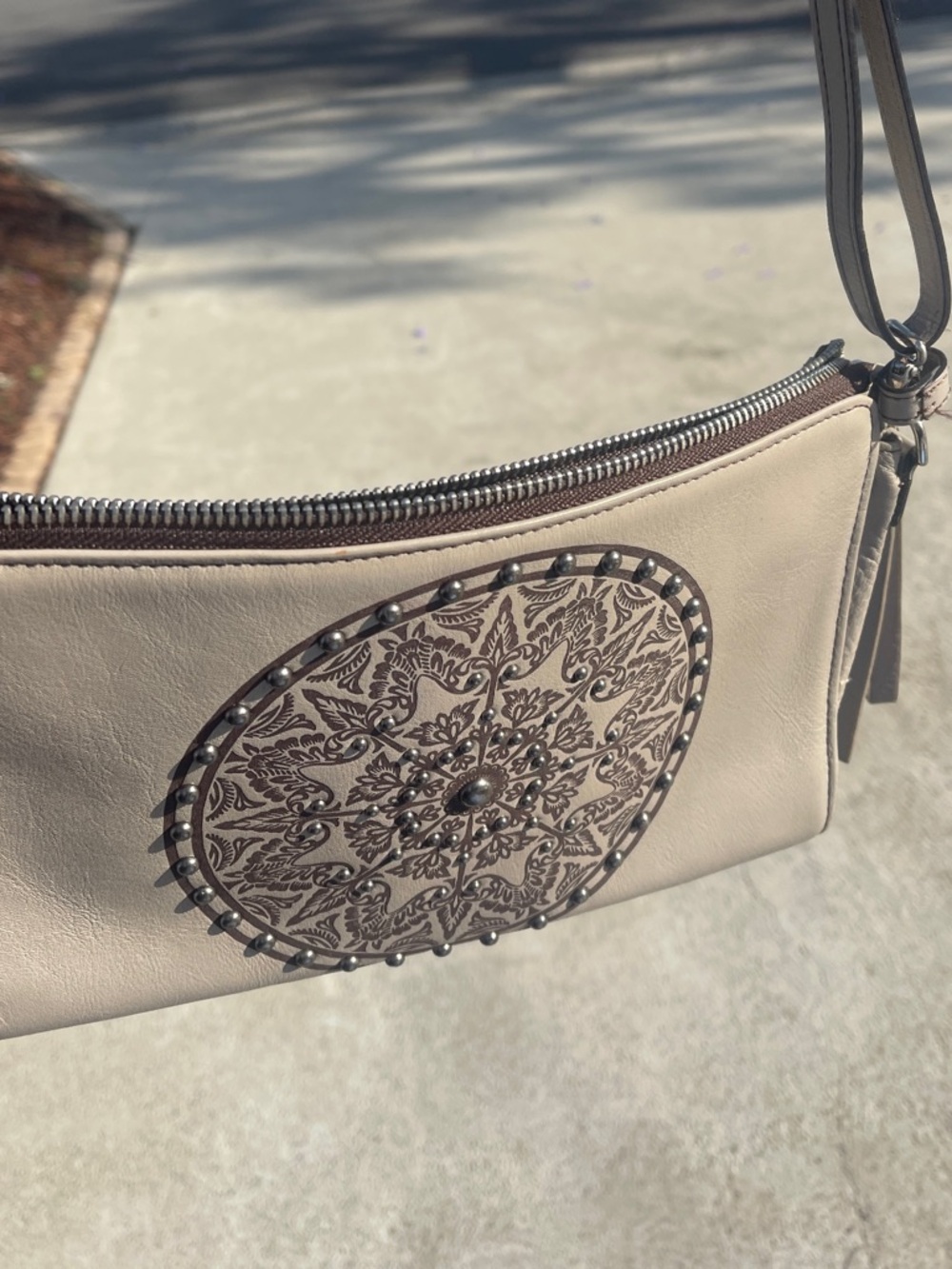 BRIGHTON FERRARA NOVA POUCH BEACHWOOD STUDDED CROSSBODY